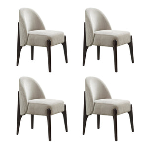 English Elm Side Chairs Set of 2 Chenille Upholstered Beech Wood Frame Coil Spring Dining Seat Taupe B365P504290