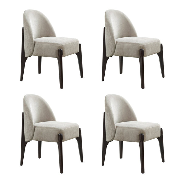 English Elm Side Chairs Set of 2 Chenille Upholstered Beech Wood Frame Coil Spring Dining Seat Taupe B365P504290
