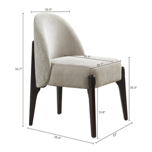 English Elm Side Chairs Set of 2 Chenille Upholstered Beech Wood Frame Coil Spring Dining Seat Taupe B365P504290