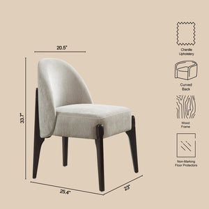 English Elm Side Chairs Set of 2 Chenille Upholstered Beech Wood Frame Coil Spring Dining Seat Taupe B365P504290