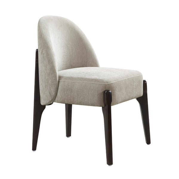 English Elm Side Chairs Set of 2 Chenille Upholstered Beech Wood Frame Coil Spring Dining Seat Taupe B365P504290