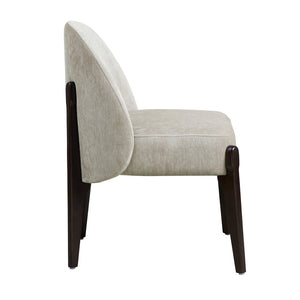 English Elm Side Chairs Set of 2 Chenille Upholstered Beech Wood Frame Coil Spring Dining Seat Taupe B365P504290