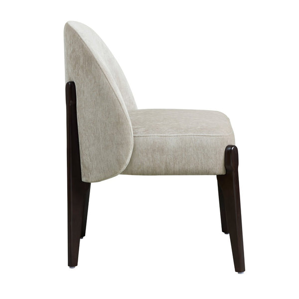 English Elm Side Chairs Set of 2 Chenille Upholstered Beech Wood Frame Coil Spring Dining Seat Taupe B365P504290