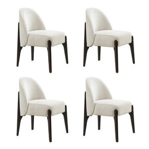 English Elm Side Chairs Set of 2 Chenille Upholstered Beech Wood Frame Coil Spring Dining Seat Cream B365P504291