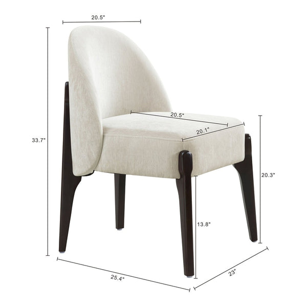 English Elm Side Chairs Set of 2 Chenille Upholstered Beech Wood Frame Coil Spring Dining Seat Cream B365P504291