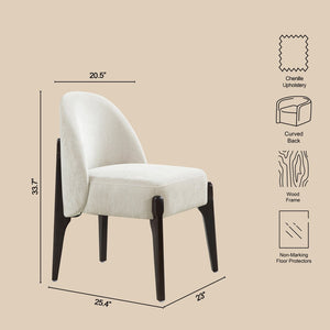 English Elm Side Chairs Set of 2 Chenille Upholstered Beech Wood Frame Coil Spring Dining Seat Cream B365P504291