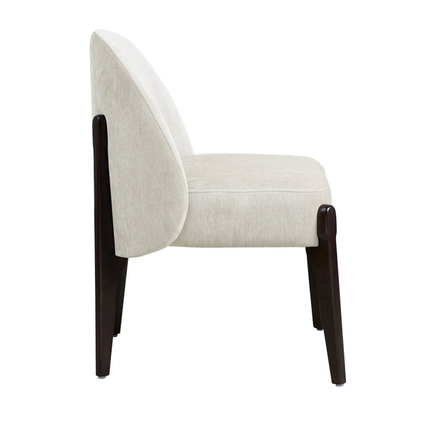 English Elm Side Chairs Set of 2 Chenille Upholstered Beech Wood Frame Coil Spring Dining Seat Cream B365P504291