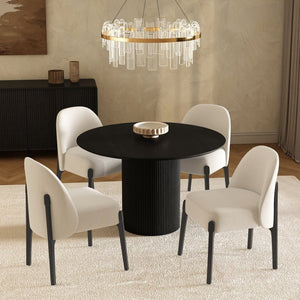 English Elm Side Chairs Set of 2 Chenille Upholstered Beech Wood Frame Coil Spring Dining Seat Cream B365P504291