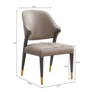 English Elm Side Chairs Set of 2 Upholstered Curved Back with Gold Tip Legs for Dining Rooms Taupe B365P504292