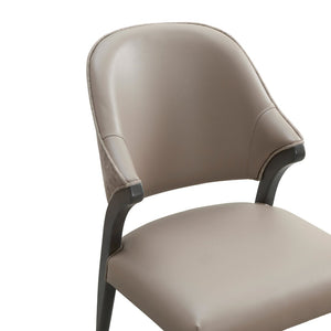 English Elm Side Chairs Set of 2 Upholstered Curved Back with Gold Tip Legs for Dining Rooms Taupe B365P504292