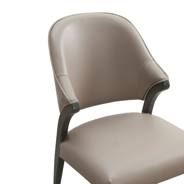 English Elm Side Chairs Set of 2 Upholstered Curved Back with Gold Tip Legs for Dining Rooms Taupe B365P504292