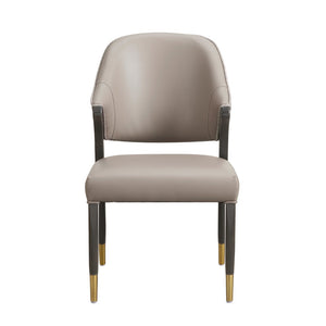 English Elm Side Chairs Set of 2 Upholstered Curved Back with Gold Tip Legs for Dining Rooms Taupe B365P504292