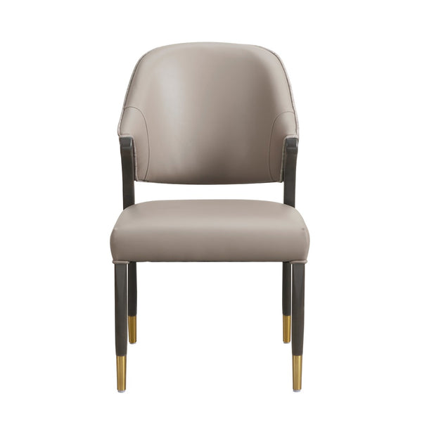English Elm Side Chairs Set of 2 Upholstered Curved Back with Gold Tip Legs for Dining Rooms Taupe B365P504292