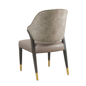English Elm Side Chairs Set of 2 Upholstered Curved Back with Gold Tip Legs for Dining Rooms Taupe B365P504292