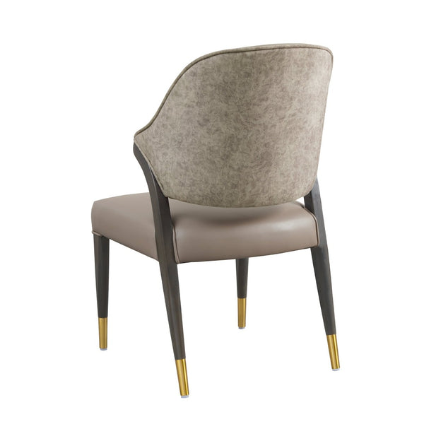 English Elm Side Chairs Set of 2 Upholstered Curved Back with Gold Tip Legs for Dining Rooms Taupe B365P504292