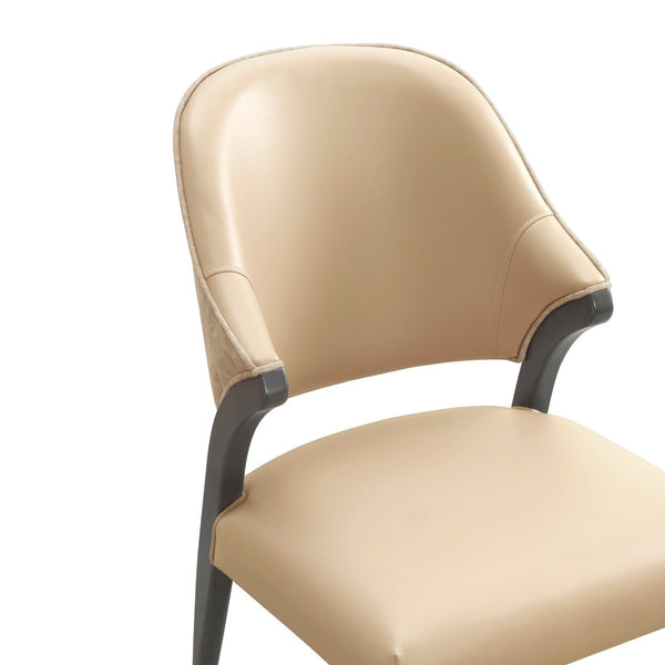 English Elm Side Chairs Set of 2 Upholstered Curved Back with Gold Tip Legs for Dining Rooms Tan B365P504293