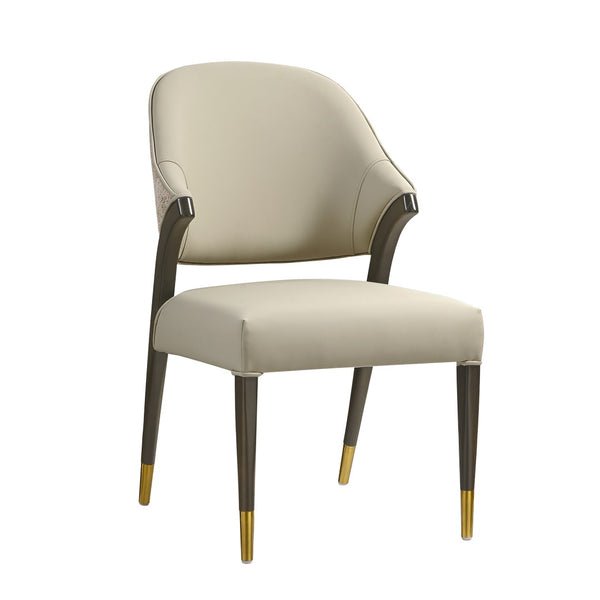English Elm Side Chairs Set of 2 Upholstered Curved Back with Gold Tip Legs for Dining Rooms Stone Gray B365P504294