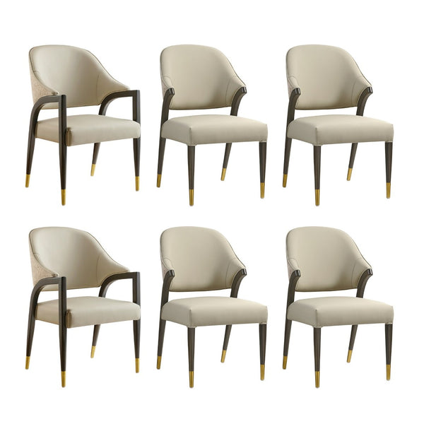 English Elm Side Chairs Set of 2 Upholstered Curved Back with Gold Tip Legs for Dining Rooms Stone Gray B365P504294