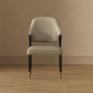 English Elm Side Chairs Set of 2 Upholstered Curved Back with Gold Tip Legs for Dining Rooms Stone Gray B365P504294