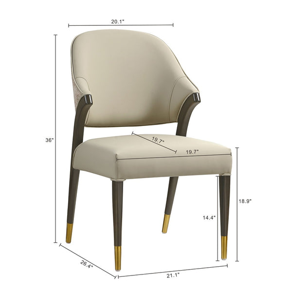 English Elm Side Chairs Set of 2 Upholstered Curved Back with Gold Tip Legs for Dining Rooms Stone Gray B365P504294