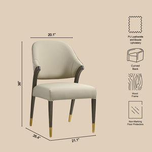 English Elm Side Chairs Set of 2 Upholstered Curved Back with Gold Tip Legs for Dining Rooms Stone Gray B365P504294
