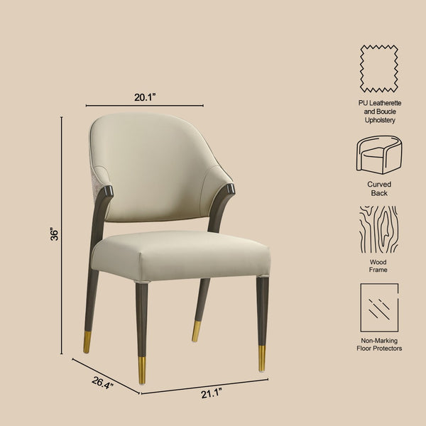 English Elm Side Chairs Set of 2 Upholstered Curved Back with Gold Tip Legs for Dining Rooms Stone Gray B365P504294