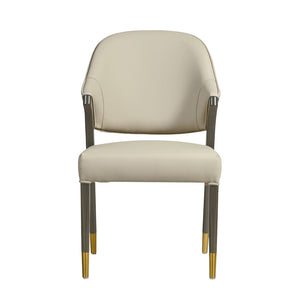 English Elm Side Chairs Set of 2 Upholstered Curved Back with Gold Tip Legs for Dining Rooms Stone Gray B365P504294