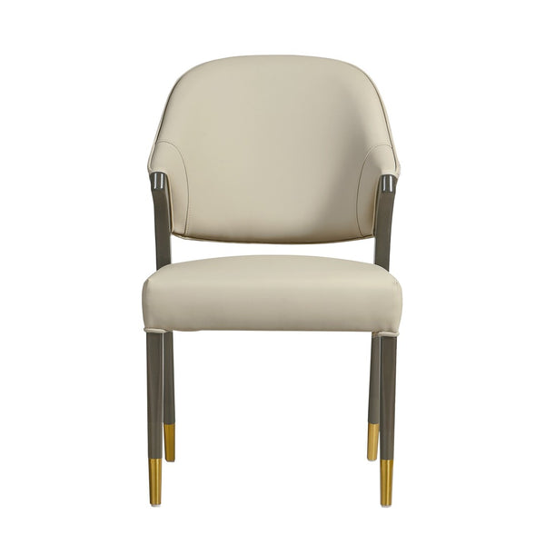 English Elm Side Chairs Set of 2 Upholstered Curved Back with Gold Tip Legs for Dining Rooms Stone Gray B365P504294