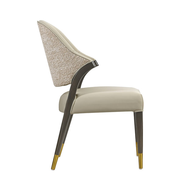 English Elm Side Chairs Set of 2 Upholstered Curved Back with Gold Tip Legs for Dining Rooms Stone Gray B365P504294
