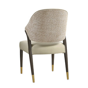 English Elm Side Chairs Set of 2 Upholstered Curved Back with Gold Tip Legs for Dining Rooms Stone Gray B365P504294
