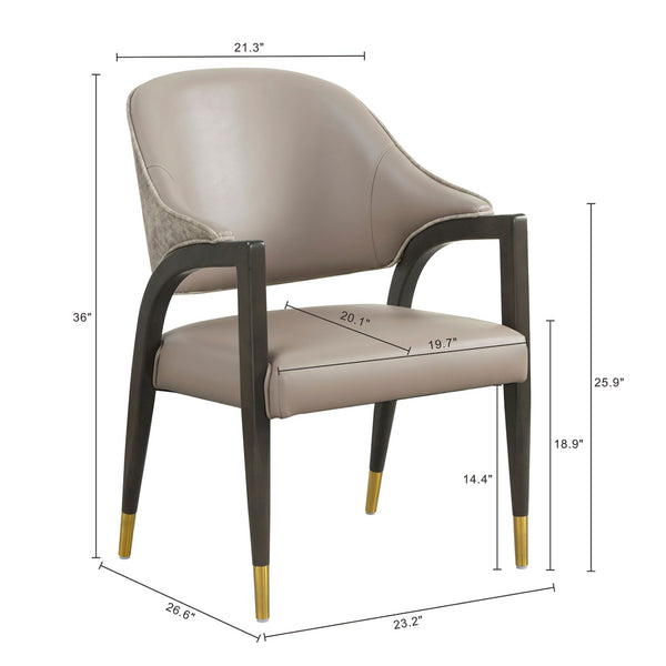 English Elm Side Chair Barrel Silhouette Woven Fabric Upholstered Sculptural Accent for Dining or Reading Taupe B365P504295