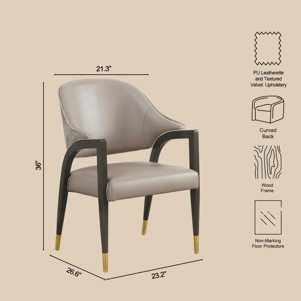 English Elm Side Chair Barrel Silhouette Woven Fabric Upholstered Sculptural Accent for Dining or Reading Taupe B365P504295