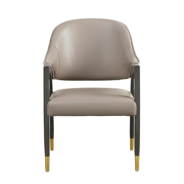 English Elm Side Chair Barrel Silhouette Woven Fabric Upholstered Sculptural Accent for Dining or Reading Taupe B365P504295