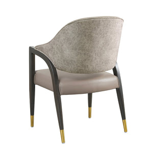 English Elm Side Chair Barrel Silhouette Woven Fabric Upholstered Sculptural Accent for Dining or Reading Taupe B365P504295