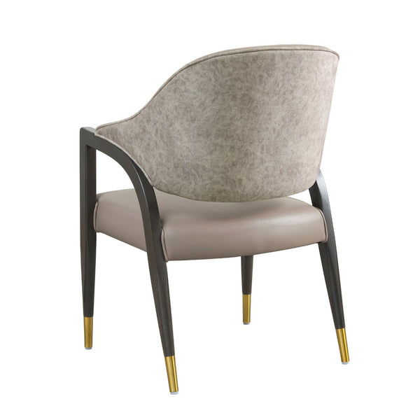 English Elm Side Chair Barrel Silhouette Woven Fabric Upholstered Sculptural Accent for Dining or Reading Taupe B365P504295