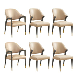 English Elm Side Chair Barrel Silhouette Woven Fabric Upholstered Sculptural Accent for Dining or Reading Tan B365P504296