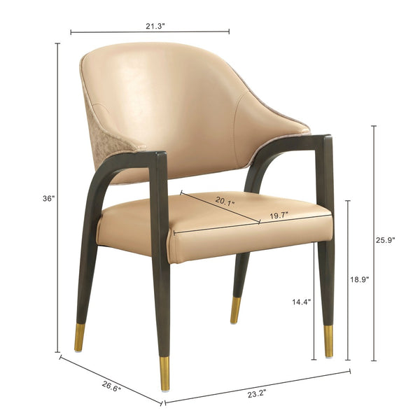 English Elm Side Chair Barrel Silhouette Woven Fabric Upholstered Sculptural Accent for Dining or Reading Tan B365P504296