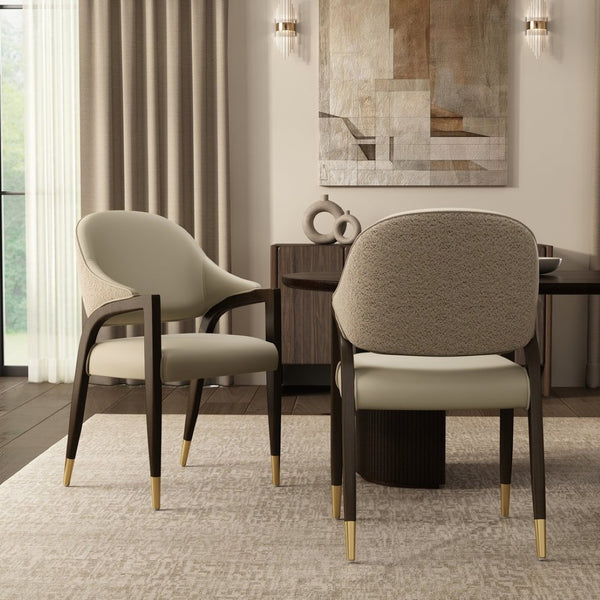 English Elm Side Chair Barrel Silhouette Woven Fabric Upholstered Sculptural Accent for Dining or Reading Stone Gray B365P504297