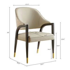 English Elm Side Chair Barrel Silhouette Woven Fabric Upholstered Sculptural Accent for Dining or Reading Stone Gray B365P504297