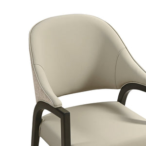 English Elm Side Chair Barrel Silhouette Woven Fabric Upholstered Sculptural Accent for Dining or Reading Stone Gray B365P504297