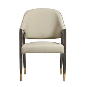 English Elm Side Chair Barrel Silhouette Woven Fabric Upholstered Sculptural Accent for Dining or Reading Stone Gray B365P504297