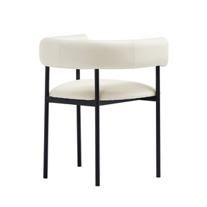 English Elm Dining Chair with Wraparound Padded Back Vegan Leather Upholstery Metal Frame Ivory B365P504298
