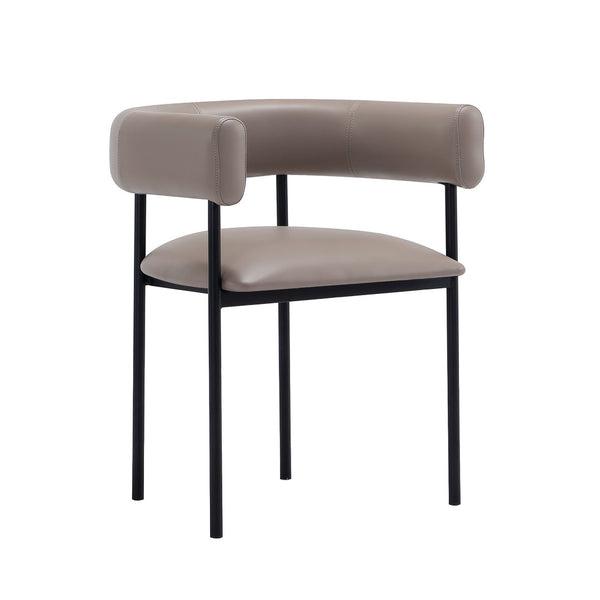 English Elm Dining Chair with Wraparound Padded Back Vegan Leather Upholstery Metal Frame Taupe B365P504299