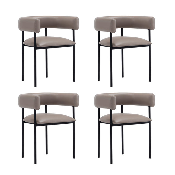 English Elm Dining Chair with Wraparound Padded Back Vegan Leather Upholstery Metal Frame Taupe B365P504299