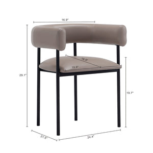 English Elm Dining Chair with Wraparound Padded Back Vegan Leather Upholstery Metal Frame Taupe B365P504299