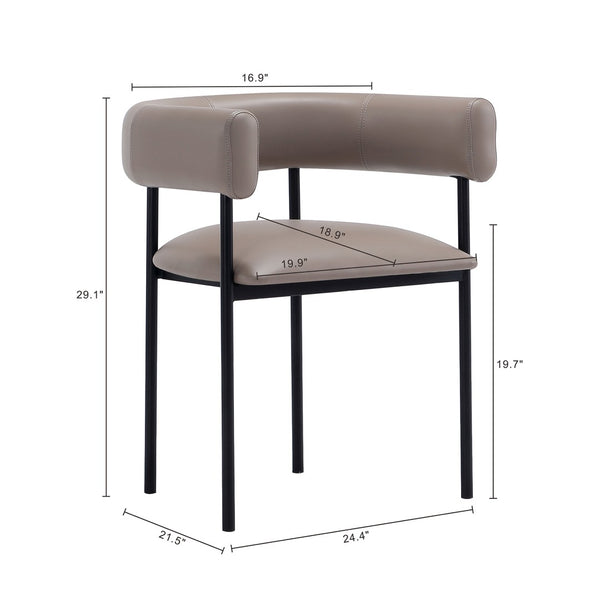 English Elm Dining Chair with Wraparound Padded Back Vegan Leather Upholstery Metal Frame Taupe B365P504299
