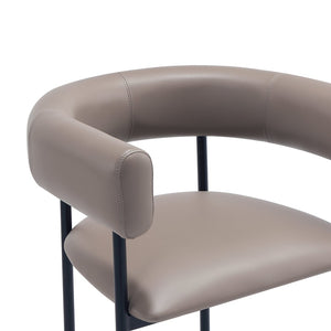 English Elm Dining Chair with Wraparound Padded Back Vegan Leather Upholstery Metal Frame Taupe B365P504299
