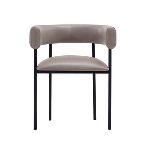 English Elm Dining Chair with Wraparound Padded Back Vegan Leather Upholstery Metal Frame Taupe B365P504299