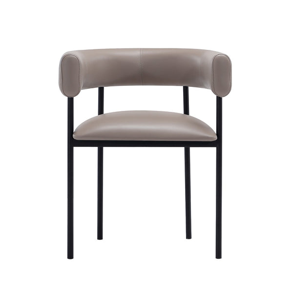 English Elm Dining Chair with Wraparound Padded Back Vegan Leather Upholstery Metal Frame Taupe B365P504299