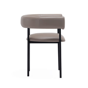 English Elm Dining Chair with Wraparound Padded Back Vegan Leather Upholstery Metal Frame Taupe B365P504299
